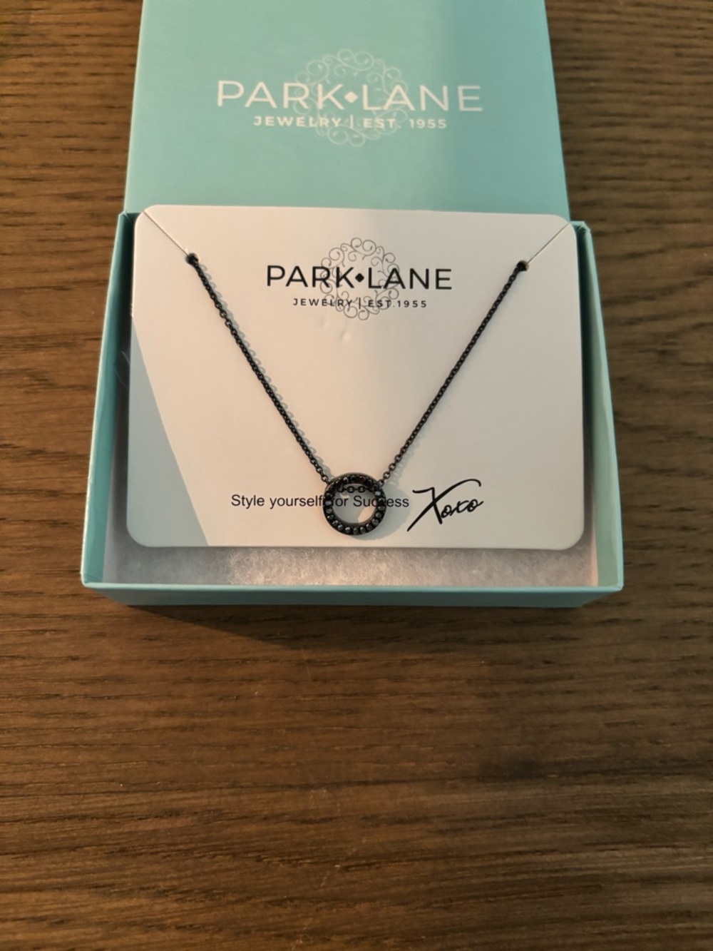 Park Lane black circle pendant necklace
